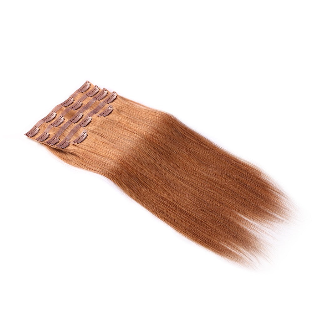 #27 Strawberry Honey Blonde Seamless Clip-In Hair Extensions | 100% Human Hair | 12–30 Inches
