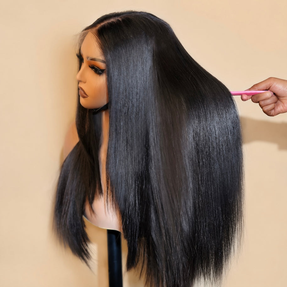 Layer-Cut Star Straight 5x5 HD Bleached Knots Lace Closure Wig 250% Density Human Hair Wig