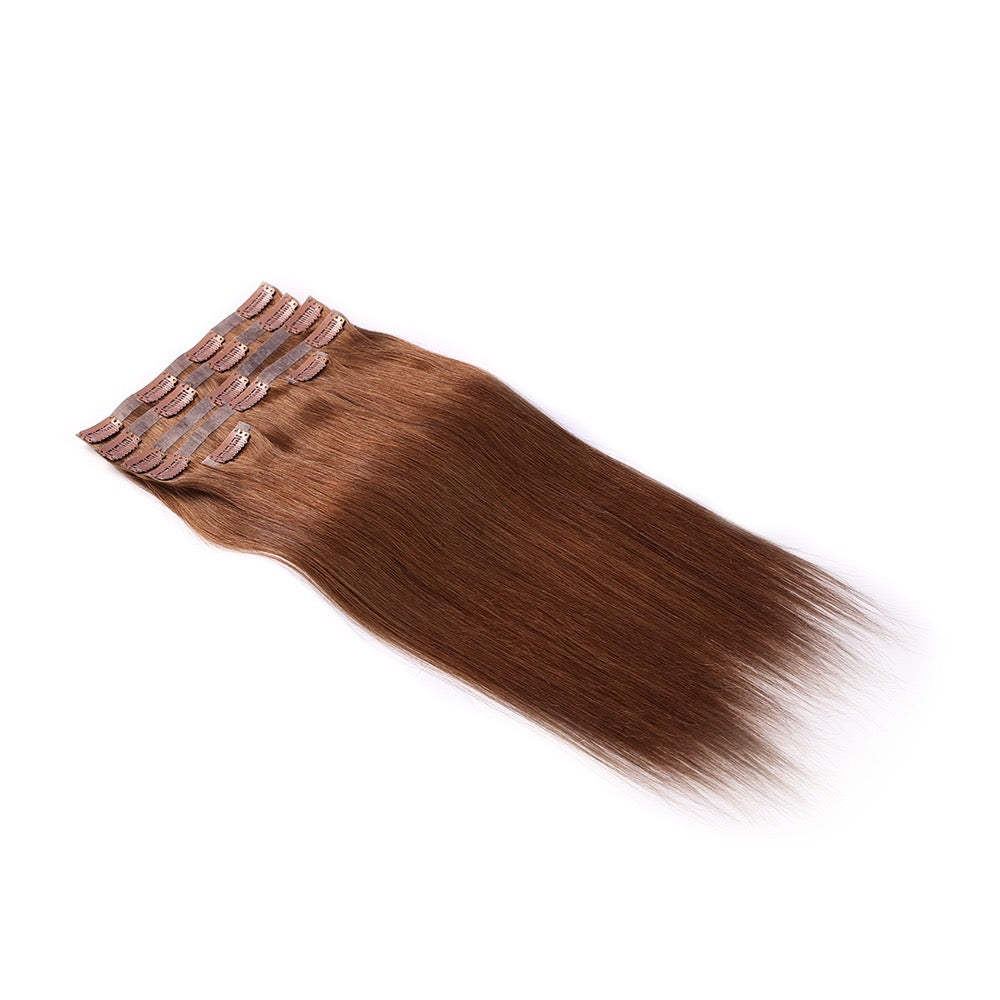 #6 Chestnut Brown Seamless Clip-In Hair Extensions | 100% Human Hair | 12–30 Inches