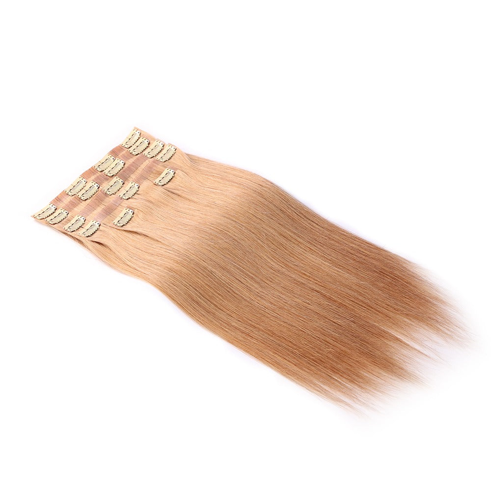 16 Blonde Seamless Clip-In Hair Extensions | 100% Human Hair | 12–30 Inches