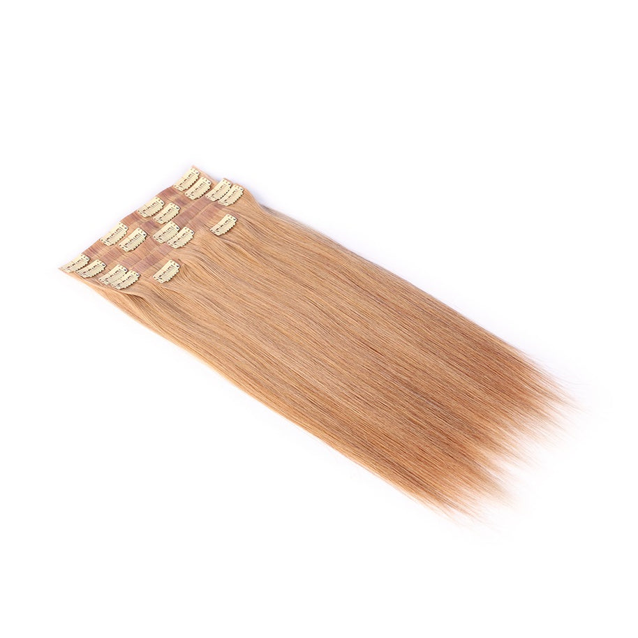 16 Blonde Seamless Clip-In Hair Extensions | 100% Human Hair | 12–30 Inches