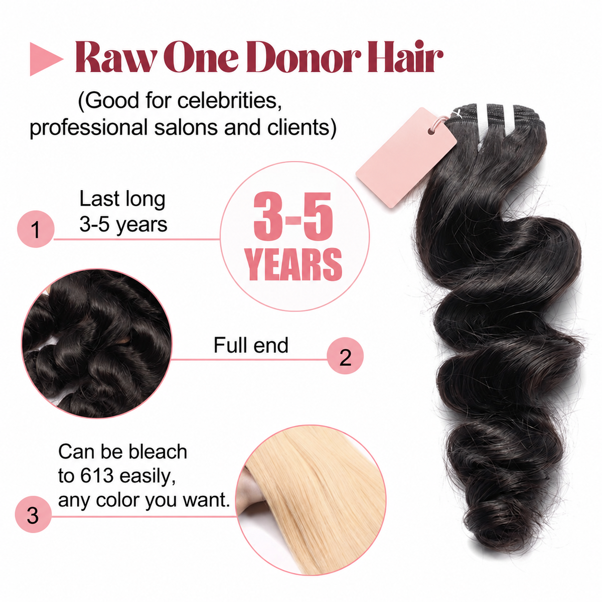 Loose Wave Muse Extensions 
100% Raw Hair Human Hair Single Donor Hair 3 or 4 Bundles
