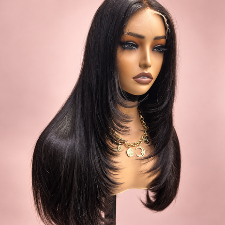Layer-Cut Star Straight 5x5 HD Bleached Knots Lace Closure Wig 250% Density Human Hair Wig