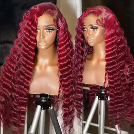 Burgundy 99J Straight 13 x 4 Transparent Lace Human Hair Wig