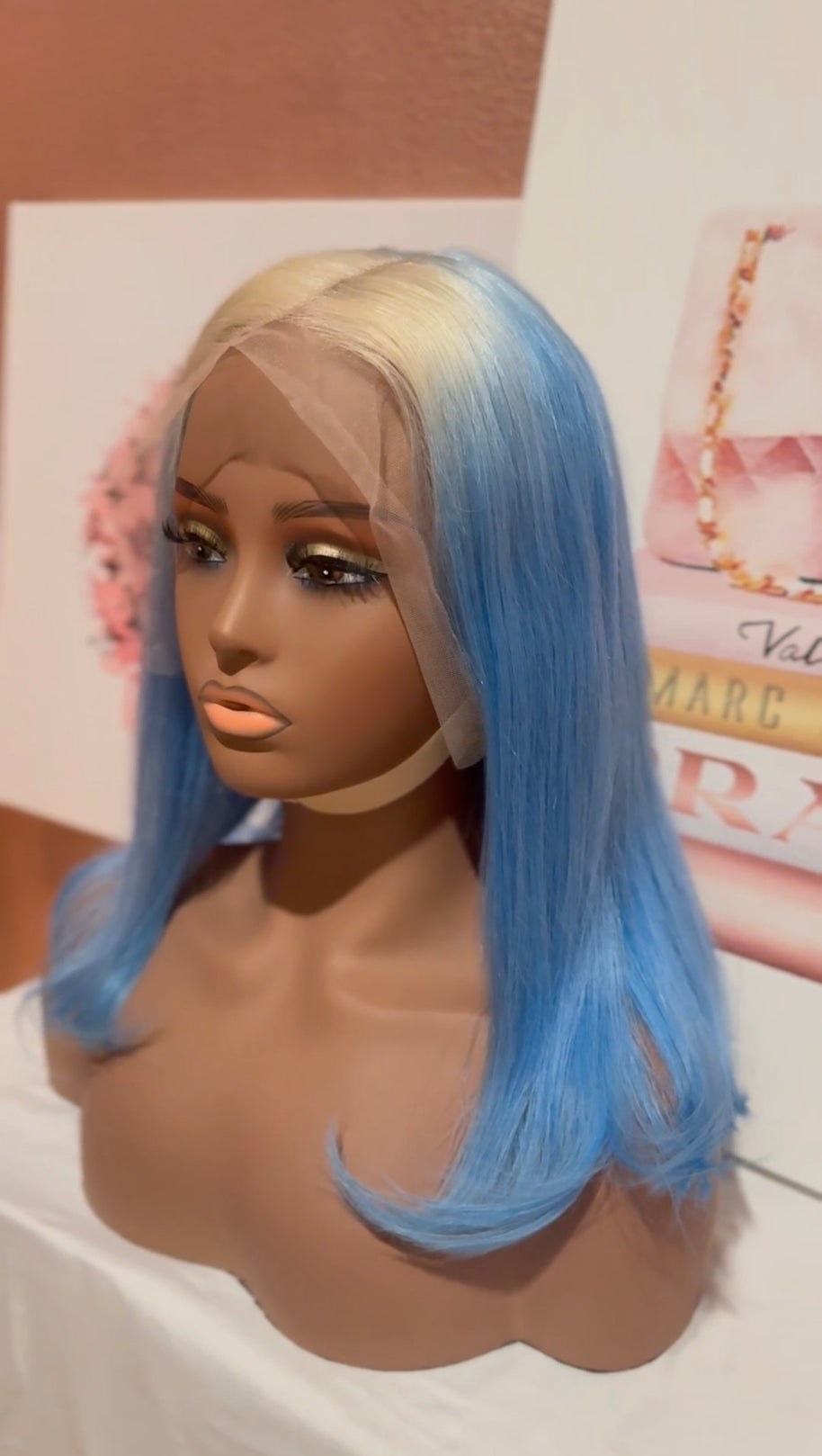 Blue Ombre 13 x 4 Transparent Lace 100% Human Hair Wig
