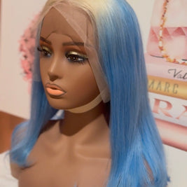 Blue Ombre 13 x 4 Transparent Lace 100% Human Hair Wig