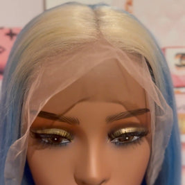 Blue Ombre 13 x 4 Transparent Lace 100% Human Hair Wig