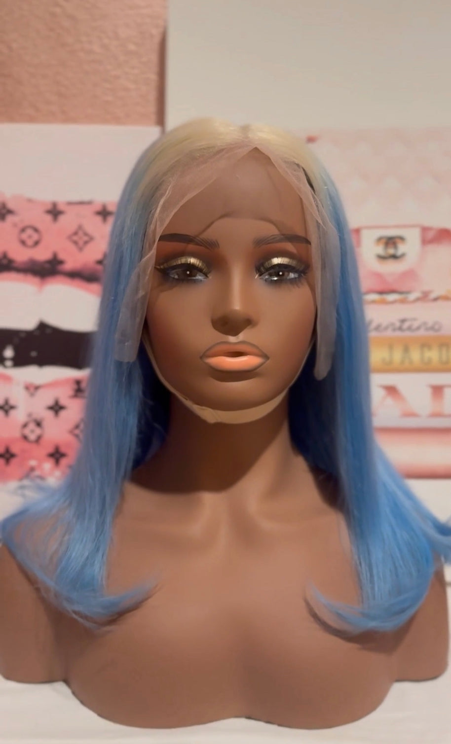 Blue Ombre 13 x 4 Transparent Lace 100% Human Hair Wig