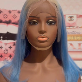 Blue Ombre 13 x 4 Transparent Lace 100% Human Hair Wig