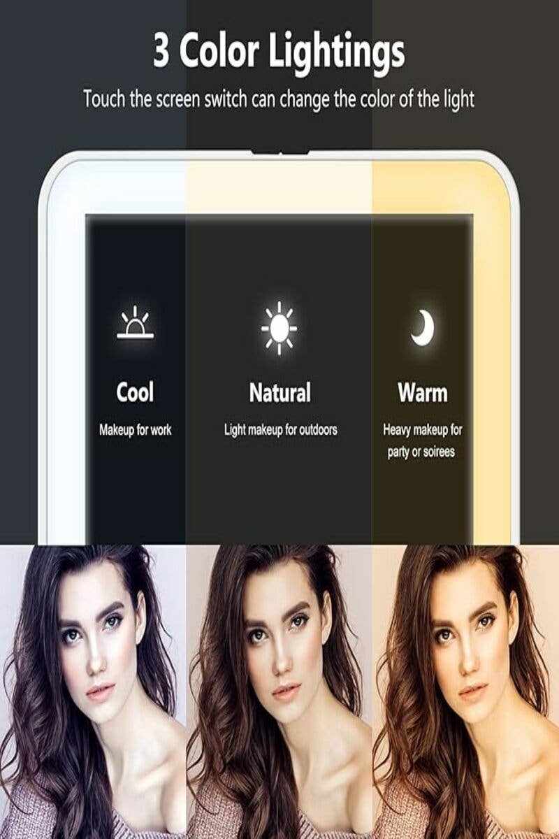 Rechargeable LED Travel Makeup Mirror | Portable Folding Vanity Mirror with Touch Dimmable Lights