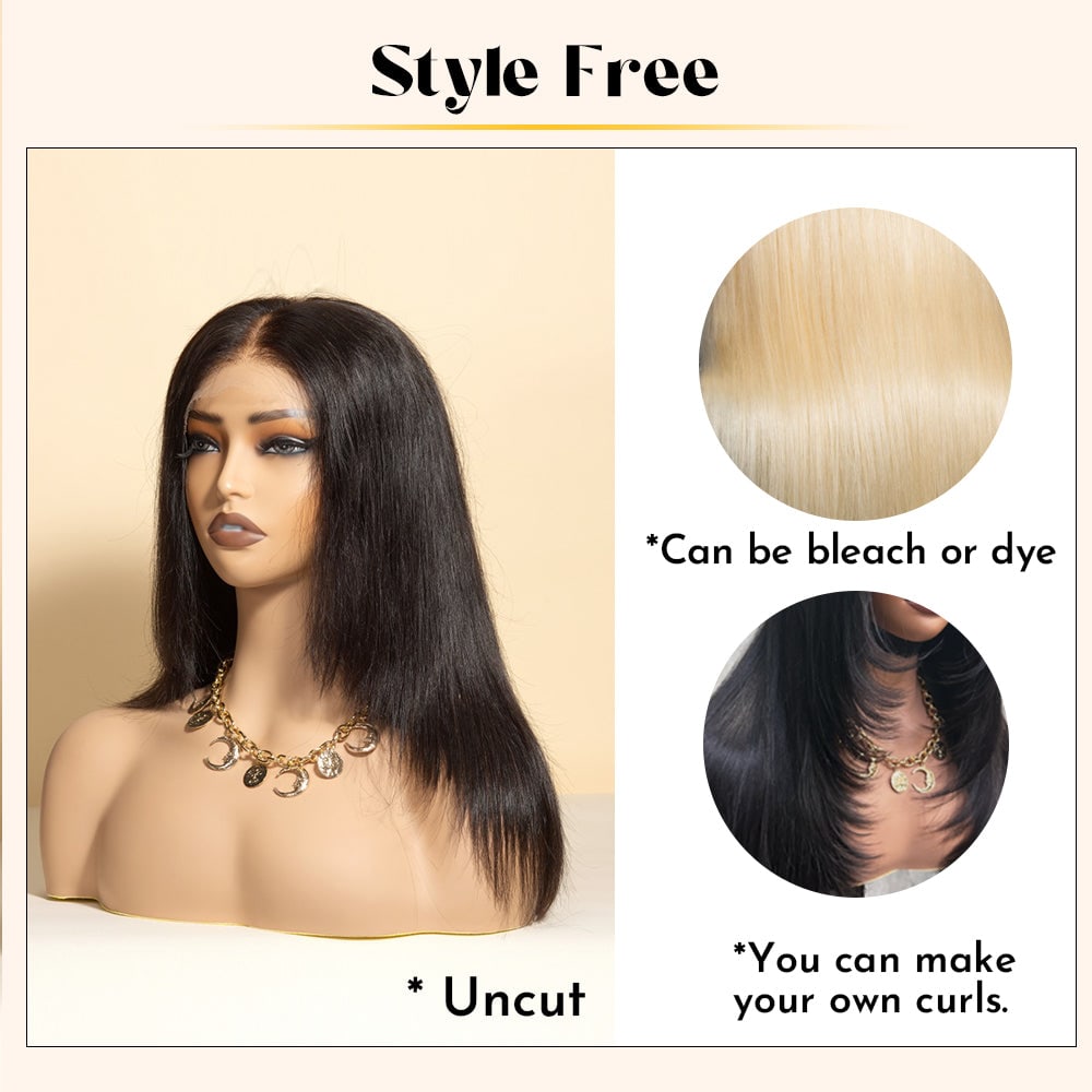 XBL Hair Layer-Cut Star Straight 5x5 HD Bleached Knots Lace Closure Wig% Density Human Hair Wig