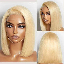 XBL Hair Miss Fantastic Raw Human Hair Colored Inch Inch Bob Wig 5x5 HD Lace Straight Bleached Knots With 
