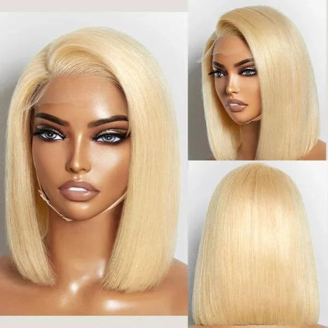 XBL Hair Miss Fantastic Raw Human Hair Colored Inch Inch Bob Wig 5x5 HD Lace Straight Bleached Knots With 